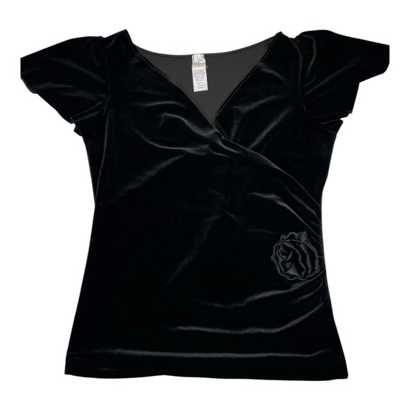 Aqua Tops - Aqua Womens‎ L Black Knotted V Neck Casual Knit Top Stretch Blouse